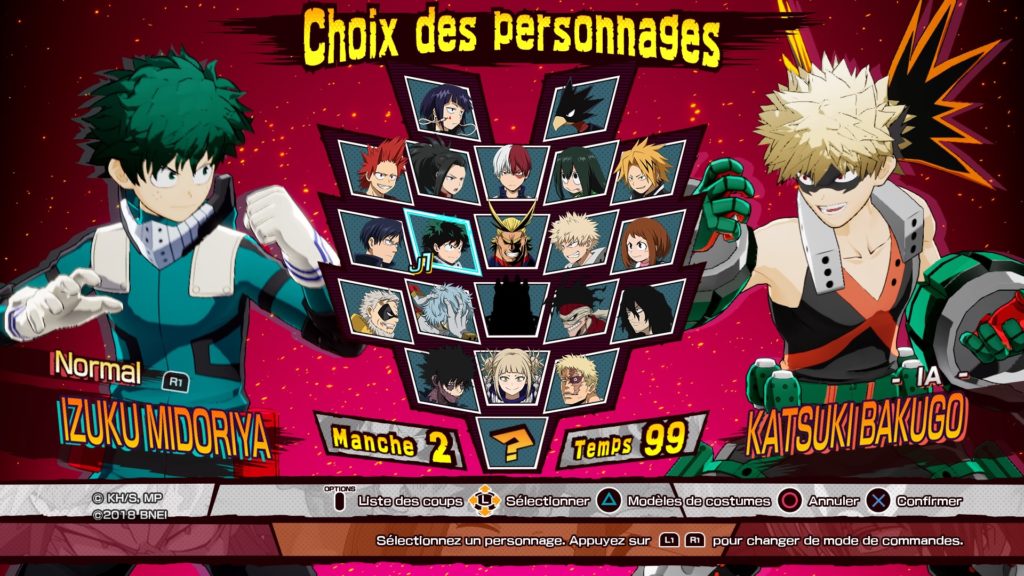 Liste personnage My Hero One justice Liste personnage My Hero One justice