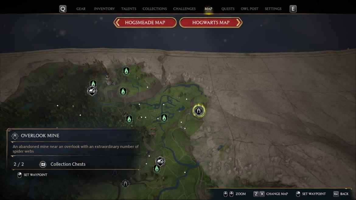 Tous les emplacements de Cairn Dungeon dans lheritage de Poudlard Hogwarts Legacy donne sur le donjon de la mine