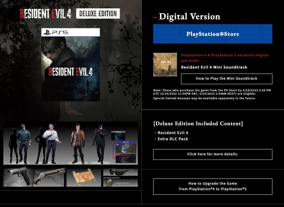 1678743586 872 Tous les bonus de precommande de Resident Evil 4 Remake RE4 Remake Édition Deluxe