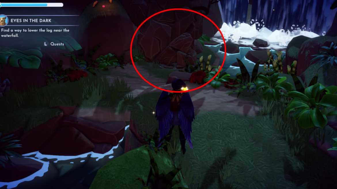 1680795626 378 Comment terminer les yeux dans le noir dans Disney Dreamlight Disney Dreamlight Valley Oeil dans le pont en rondins sombres