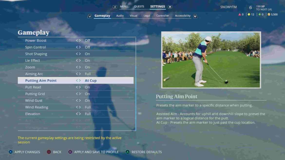 1681311740 246 EA Sports PGA Tour comment putter comme un pro Tournée EA Sports PGA | Menu Paramètres dans le jeu