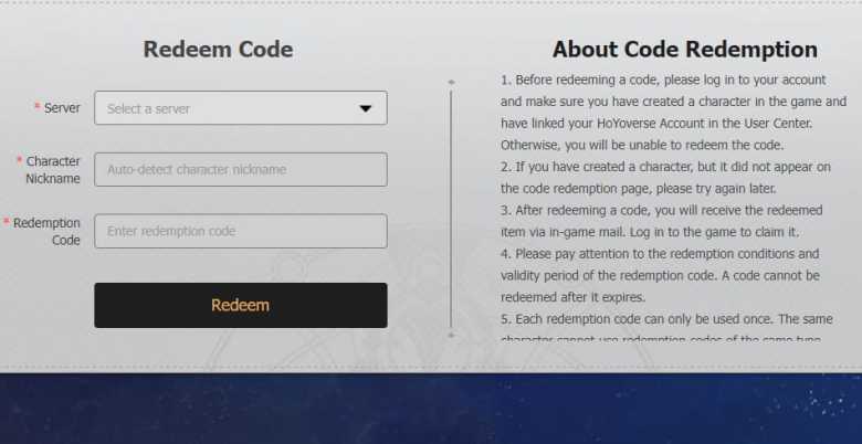 Comment echanger des codes dans Honkai Star Rail Écran d'échange de code Honkai Star Rail
