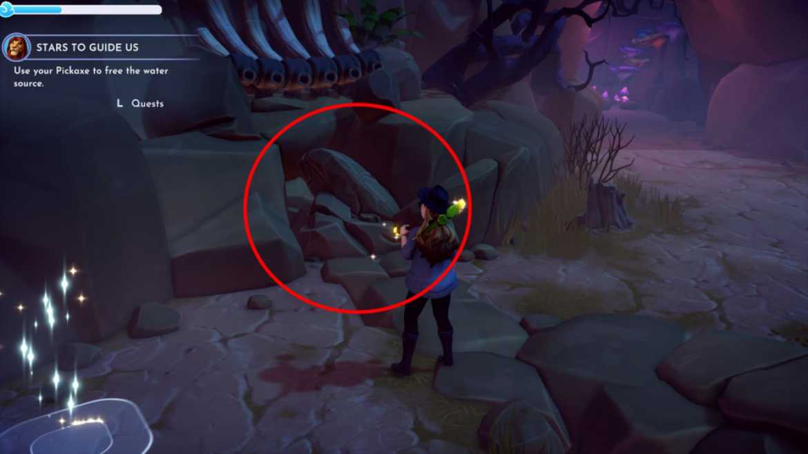 Comment liberer la source deau dans The Lion King Realm Roches de source d'eau Disney Dreamlight Valley