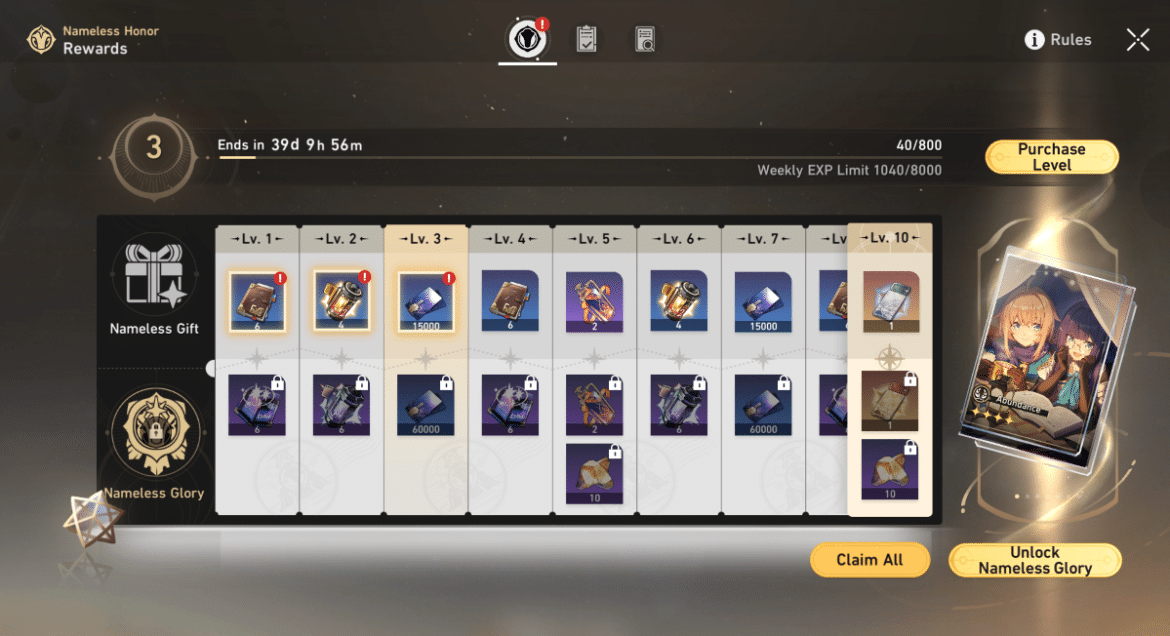 Toutes les recompenses en honneur sans nom a Honkai Toutes les recompenses en honneur sans nom a Honkai