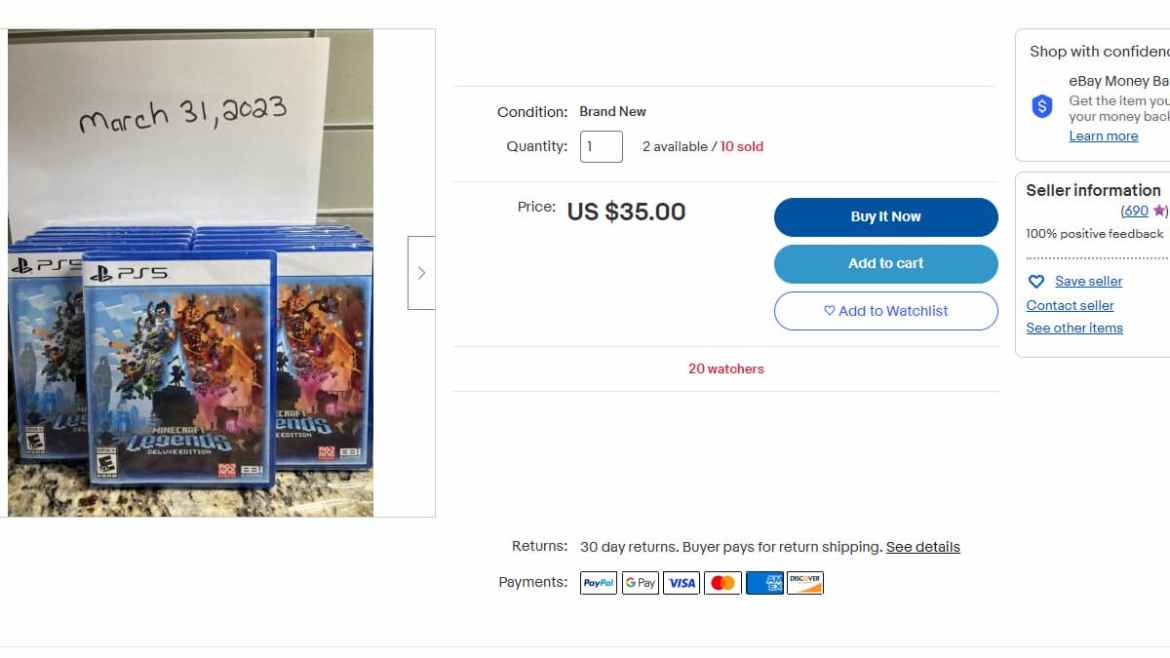 Uh Oh… Minecraft Legends a deja fui sur eBay Uh Oh… Minecraft Legends a deja fui sur eBay