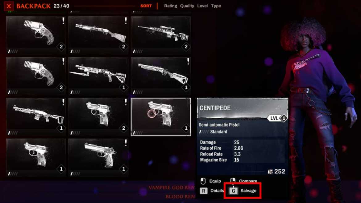 Comment recuperer des armes dans Redfall Menu de récupération d'armes Redfall