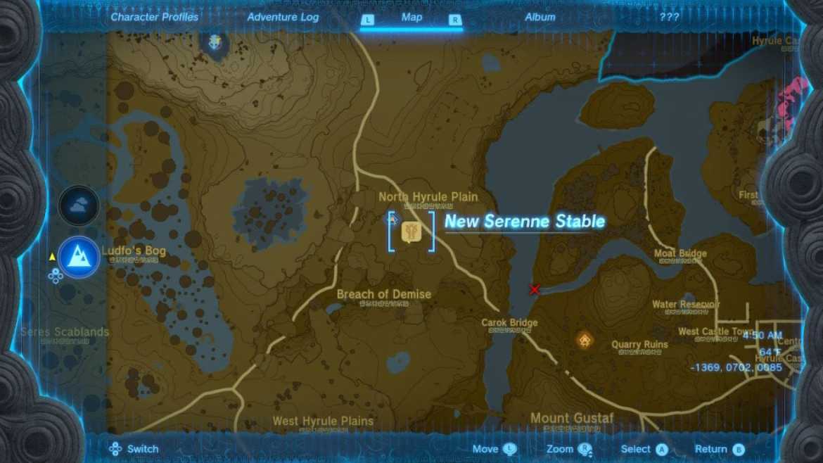Ou se trouve lecurie New Serenne dans Tears of the Tears of the Kingdom TOTK Nouvelle écurie Serenne