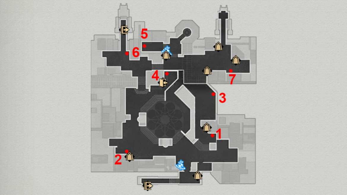 Tous les emplacements des coffres au tresor du sanctuaire Honkai Star Rail Exalting Sanctum Carte au trésor