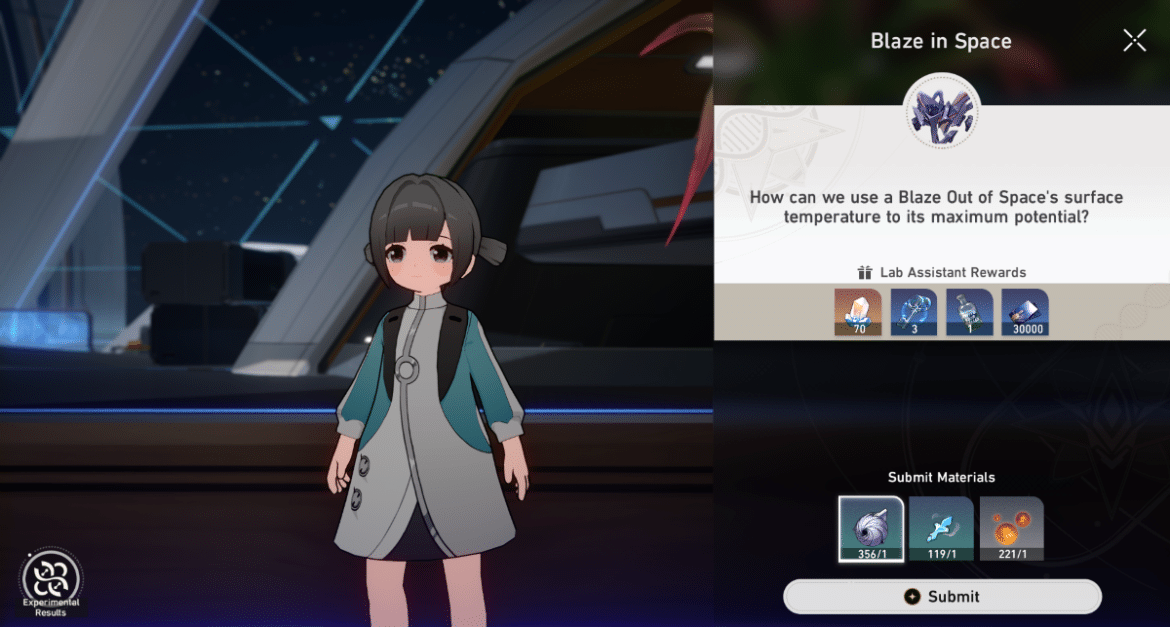 Assistants de laboratoire en position Guide devenement et recompenses a Wen Shiling Quest Blaze in Space Item Requirements from Honkai: Star Rail