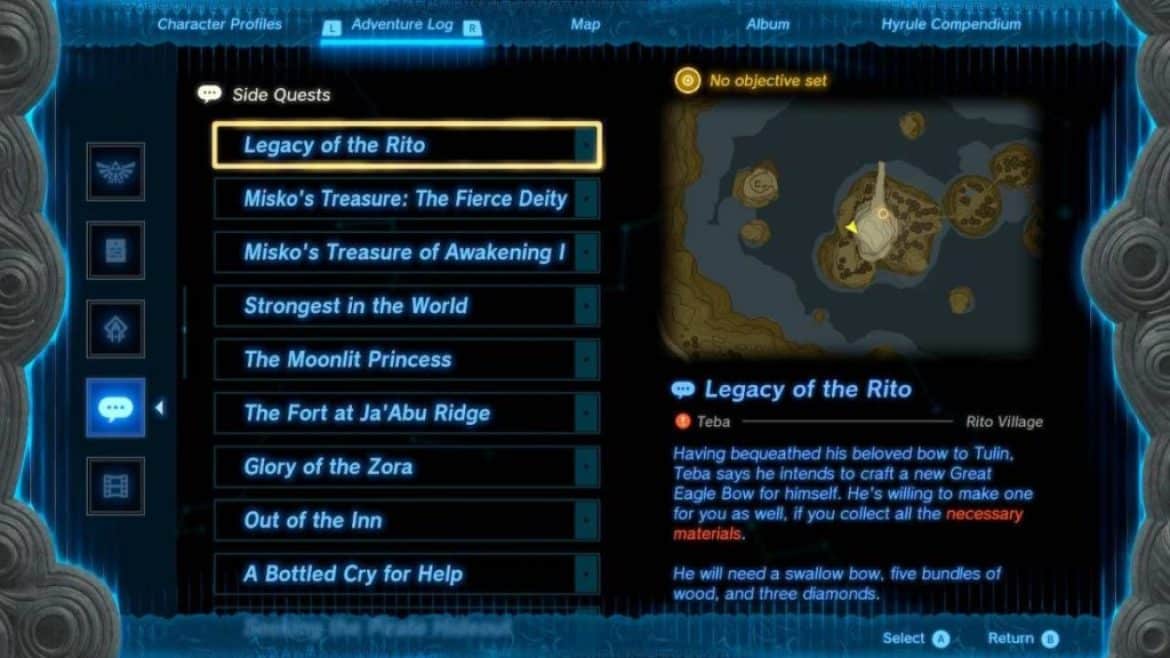 Comment obtenir larc du grand aigle dans Tears of the héritage-du-rito-totk