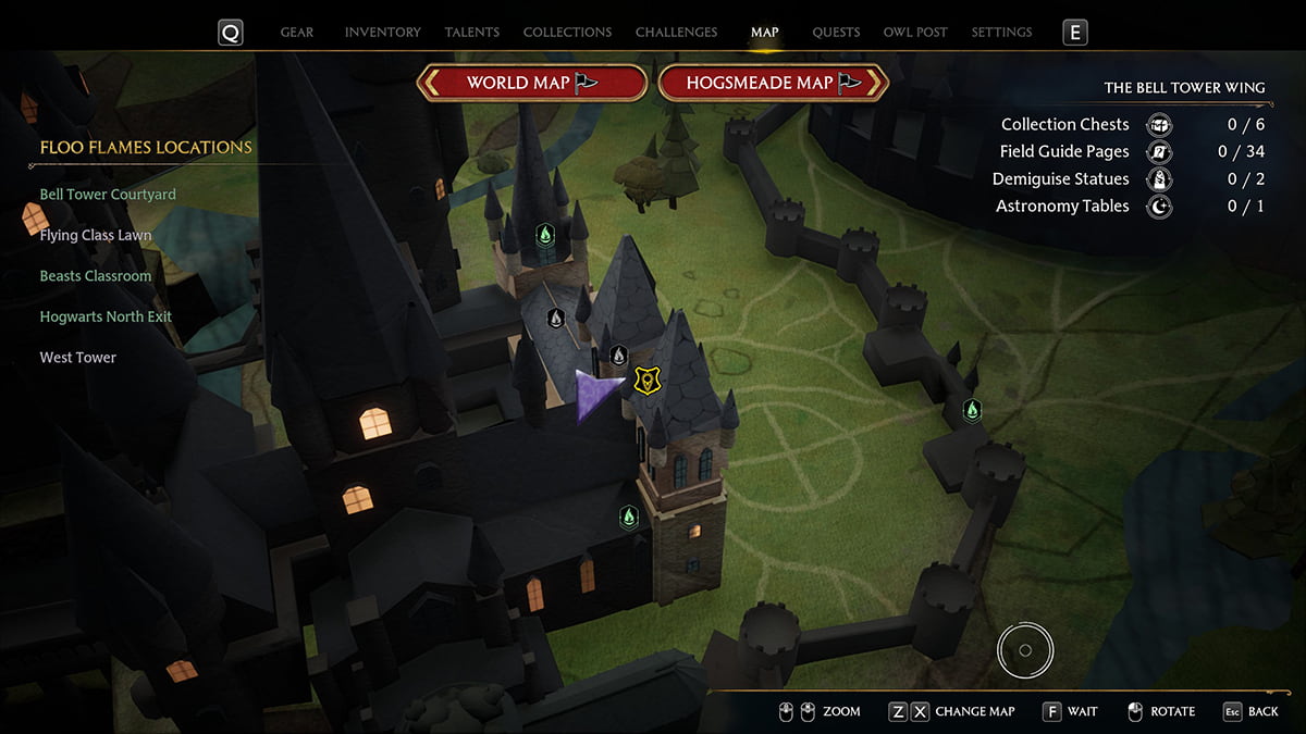 1689175336 399 Hogwarts Legacy tous les emplacements de jetons de maison repertories Bell Tower House Token Cabinet Carte Héritage de Poudlard