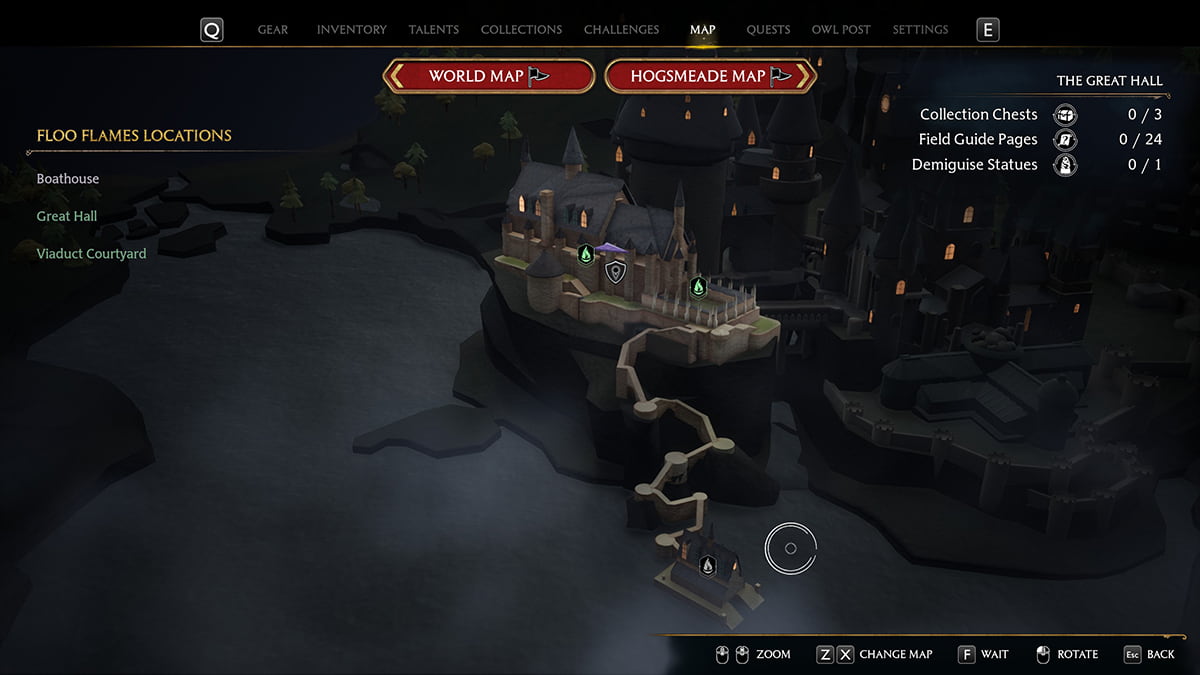 1689175337 898 Hogwarts Legacy tous les emplacements de jetons de maison repertories Great Hall Fireplace House Token Cabinet Map Hogwarts Legacy