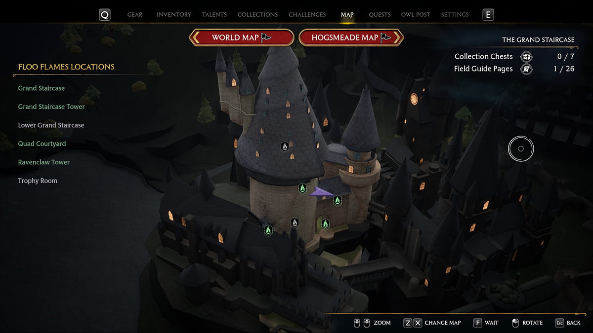 1689175341 693 Hogwarts Legacy tous les emplacements de jetons de maison repertories Grand Escalier Cour Maison Jeton Cabinet Carte Hogwarts Legacy