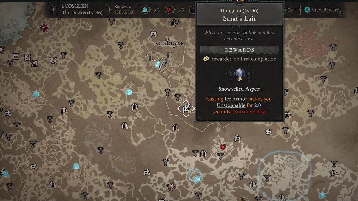 Diablo 4 Sarats Lair emplacement et comment battre Emplacement du repaire de Sarat.