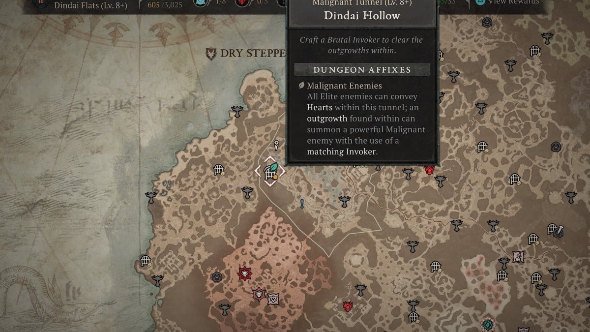 Ou trouver des tunnels malins dans Diablo 4 Emplacement du tunnel malin.