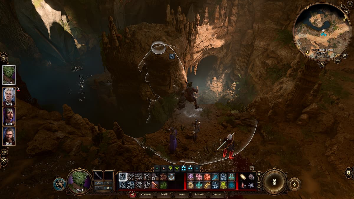 1691598776 612 Baldurs Gate 3 Comment desactiver les statues gardiennes dans BG3 Sauter le gouffre dans le passage souterrain de Baldur’s Gate 3
