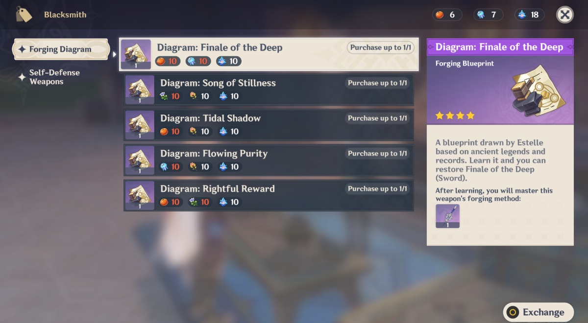 1692224357 999 Comment obtenir les armes artisanales de Fontaine a Genshin Impact Fontaine Blacksmith Shop Menu à Genshin Impact