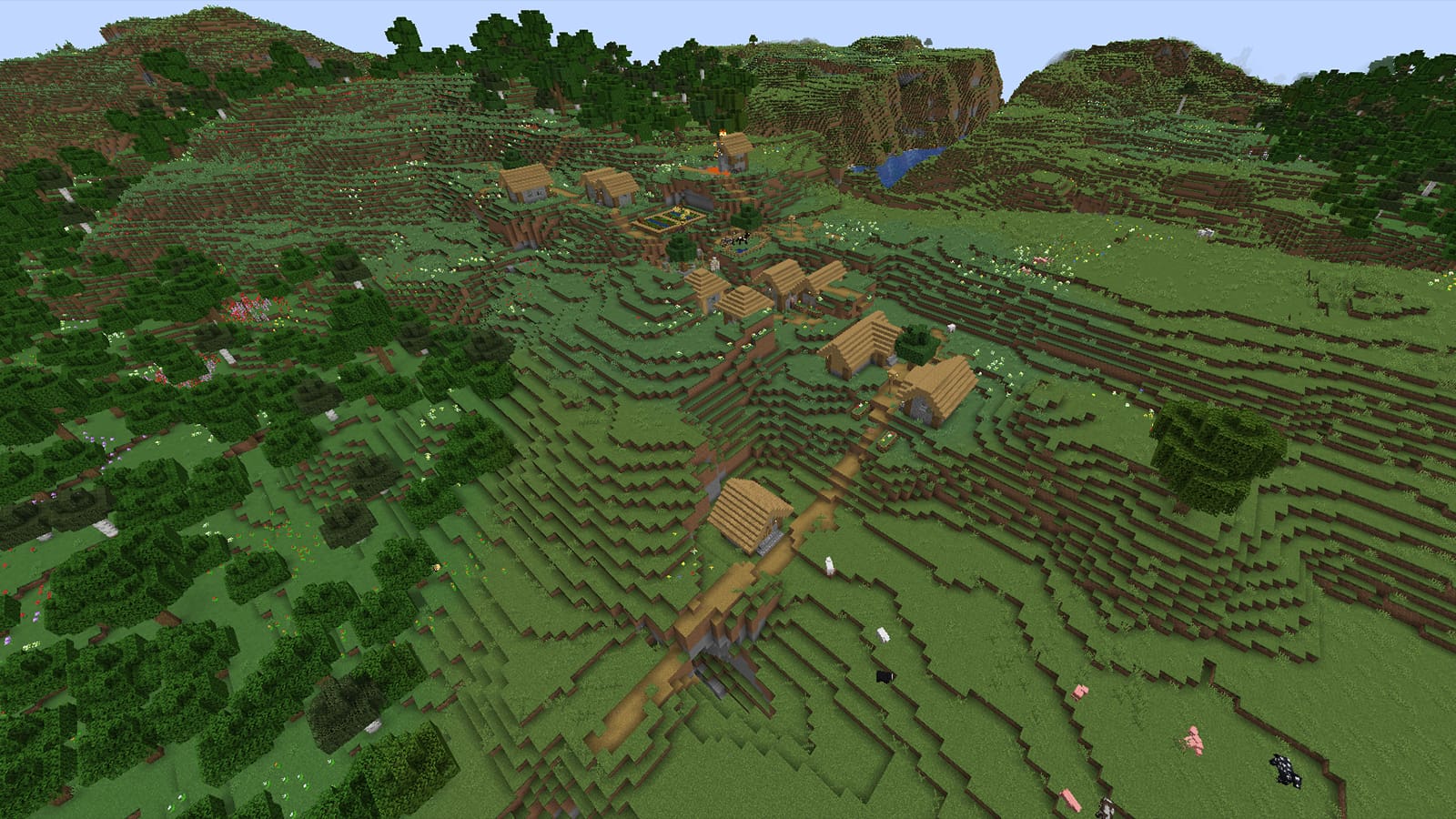 1693358573 646 10 meilleures graines Minecraft esthetiques 2023 Quaint Flower Village Esthétique Minecraft Graine