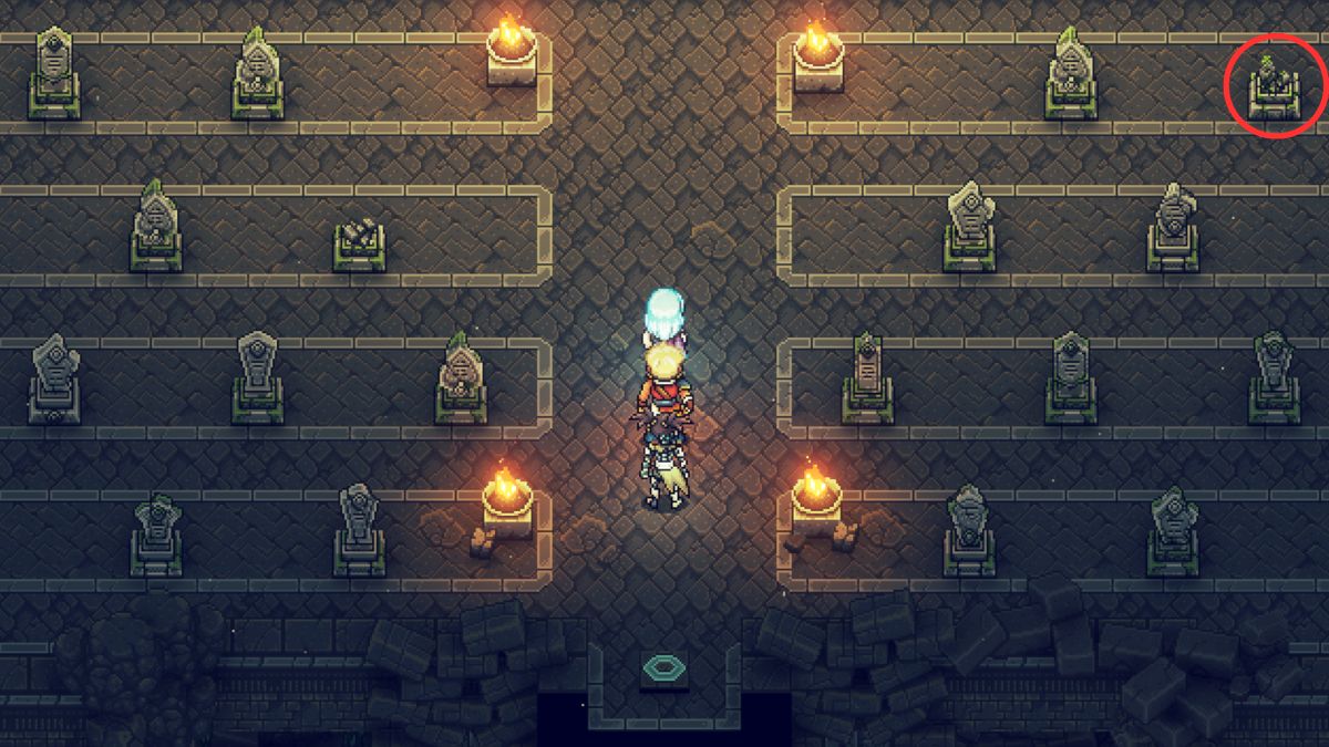 1693765287 256 Comment utiliser les marteaux fragiles dans Sea of Stars Pierre tombale brisée dans l’ancienne crypte de Sea of Stars.