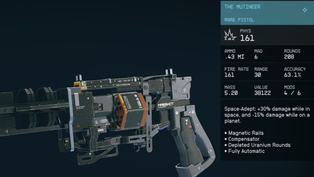 1695073627 794 Comment obtenir le pistolet mutin a Starfield Statistiques de Starfield The Mutineer