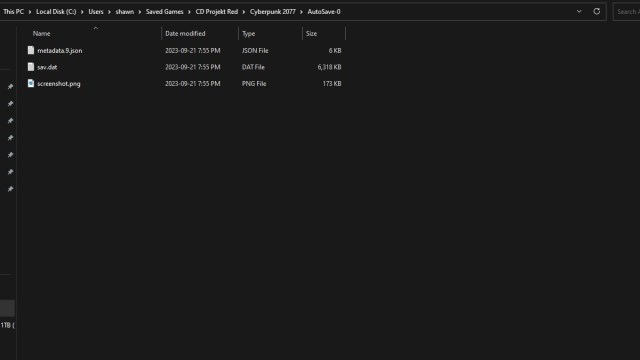 1695398893 607 Cyberpunk 2077 Enregistrer lemplacement du fichier Cyberpunk 2077 Enregistrer le contenu du dossier