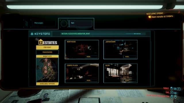 Comment acheter et surclasser des appartements a Cyberpunk 2077 Capture d’écran du site Web EZEstates.
