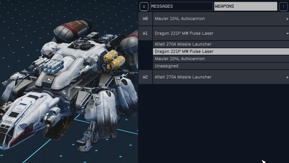 Comment attribuer des armes a un groupe dans Starfield Affectation des armes du vaisseau Starfield