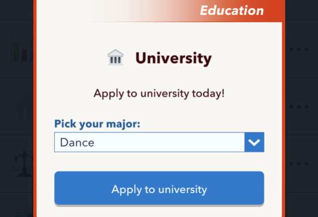 Comment devenir choregraphe dans BitLife Diplôme universitaire de danse en BitLife
