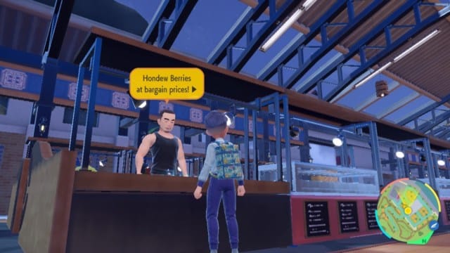 Comment reinitialiser les vehicules electriques dans Pokemon Scarlet et Violet Maison de vente aux enchères Pokemon Violet Porto Marinada offrant des baies de hondew