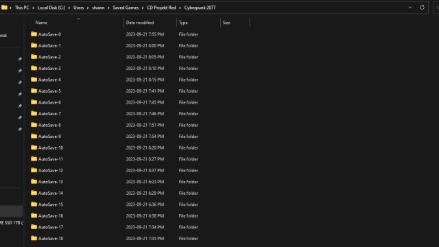 Cyberpunk 2077 Enregistrer lemplacement du fichier Cyberpunk 2077 Enregistrer l’emplacement du dossier
