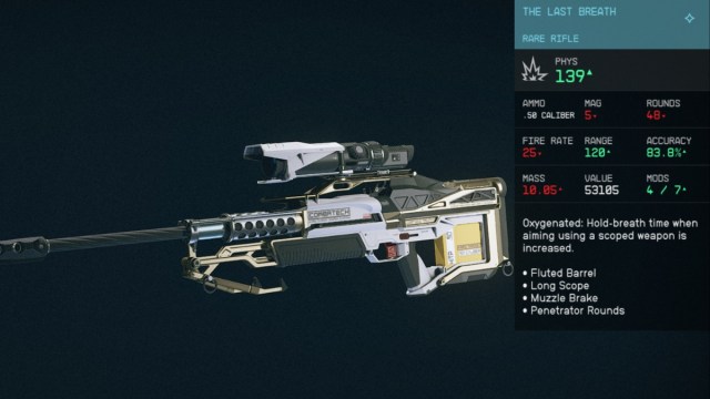 1696277323 191 Comment obtenir le dernier souffle a Starfield Statistiques de Starfield Le dernier souffle