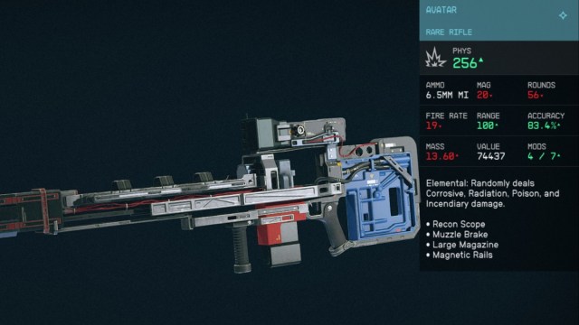 1696277682 543 Comment obtenir un avatar dans Starfield Statistiques du fusil d’avatar Starfield