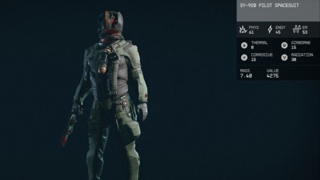 1697821588 862 Comment obtenir la combinaison spatiale du pilote SY 920 dans Starfield Starfield-SY-920 Statistiques de la combinaison spatiale