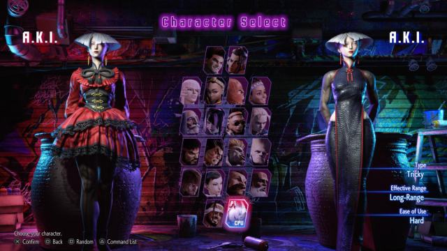 Comment debloquer le costume 2 dAKI dans Street Fighter 6 Une capture d’écran de l’écran de sélection du personnage de Street Fighter 6 avec A.K.I. dans son costume 2 à gauche et son costume 1 à droite.