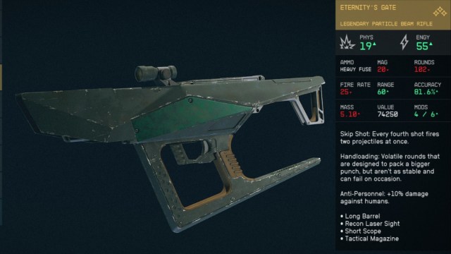 Comment obtenir Eternitys Gate a Starfield Statistiques de Starfield Eternity’s Gate