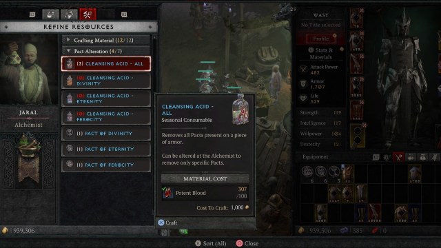 Comment retirer un pacte de larmure dans Diablo 4 Acide nettoyant dans Diablo 4