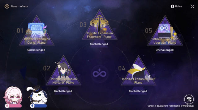 Guide de levenement Planar Infinity et recompenses listees dans Honkai Menu Planar Infinity à Honkai : Star Rail