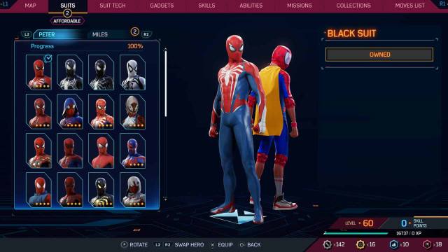Tous les costumes dans Spider Man 2 pour Peter et Miles Tous les costumes dans Spider Man 2 pour Peter et Miles