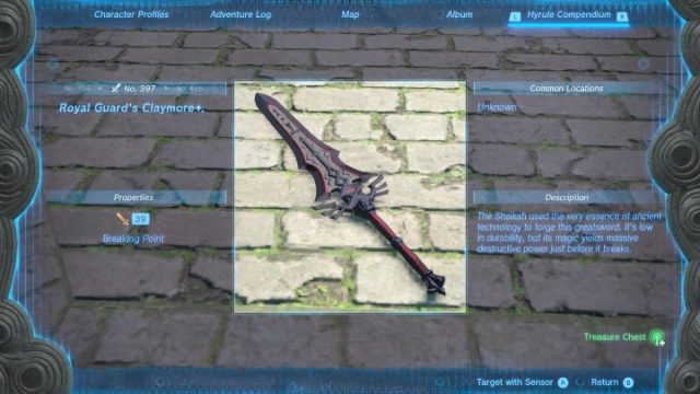 1699517040 79 Comment obtenir la claymore immaculee de la garde royale dans Conpendium d’hyrule Claymore de la Garde royale | Totk (en anglais seulement)