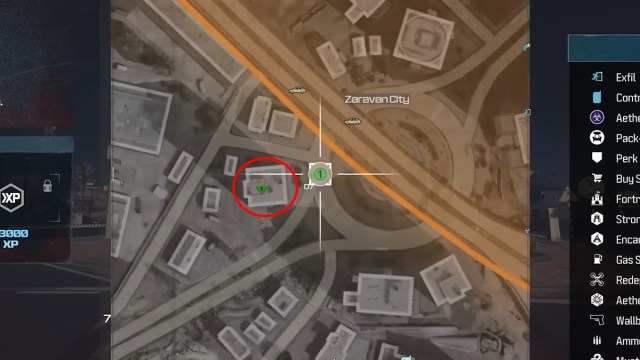 Comment obtenir un avantage dendurance gratuit dans MW3 Zombies Capture d’écran de l’emplacement de l’œuf de Pâques Stamina-Up sur la carte.