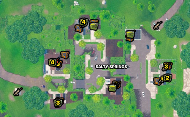 Guide des emplacements Fortnite de Salty Springs Tous les Emplacements du butin de Fortnite Salty Springs