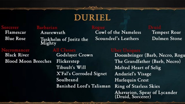 Tous les butins de Duriel dans Diablo 4 repertories Liste des butins de Duriel dans Diablo 4