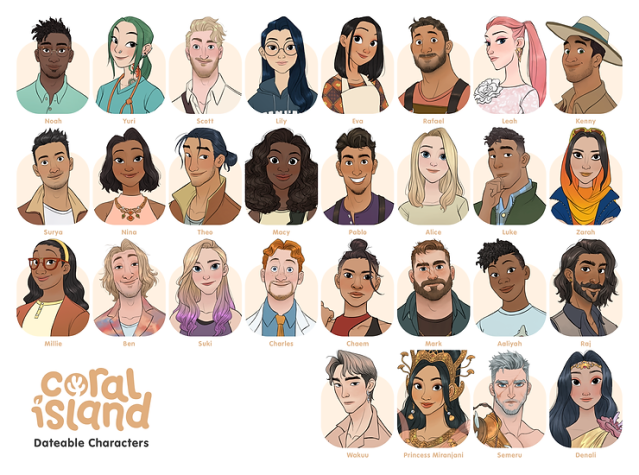 Tous les personnages romantiques de Coral Island repertories Tous les personnages romantiques de Coral Island repertories
