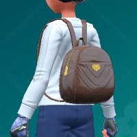 1703038342 465 Tous les nouveaux articles de mode dans Pokemon Indigo Disk Capture d’écran de Pokemon Scarlet et Violet d’un sac à dos en émail brun.