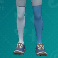 Tous les nouveaux articles de mode dans Pokemon Indigo Disk Capture d’écran de Pokemon Scarlet et Violet de collants bicolores bleus et blancs.