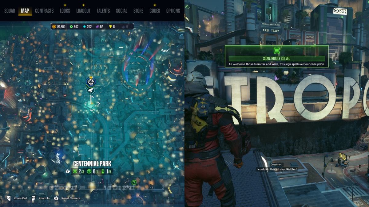 1706698730 623 Comment resoudre les enigmes du parc du centenaire de Riddler Les énigmes du parc du centenaire de Riddler dans Suicide Squad : Tuez la Ligue des Justiciers