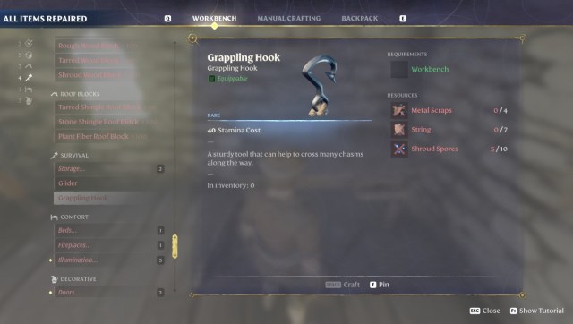 Comment fabriquer le grappin dans Enshrouded Comment fabriquer le grappin dans Enshrouded