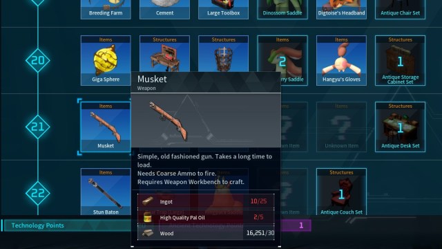 Comment fabriquer un mousquet dans Palworld Comment fabriquer un mousquet dans Palworld