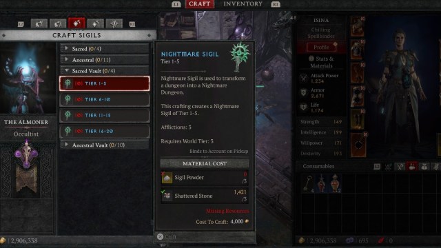 Comment fabriquer un sceau de coffre fort dans Diablo 4 Sceau de l’Arche des Cauchemars Diablo 4