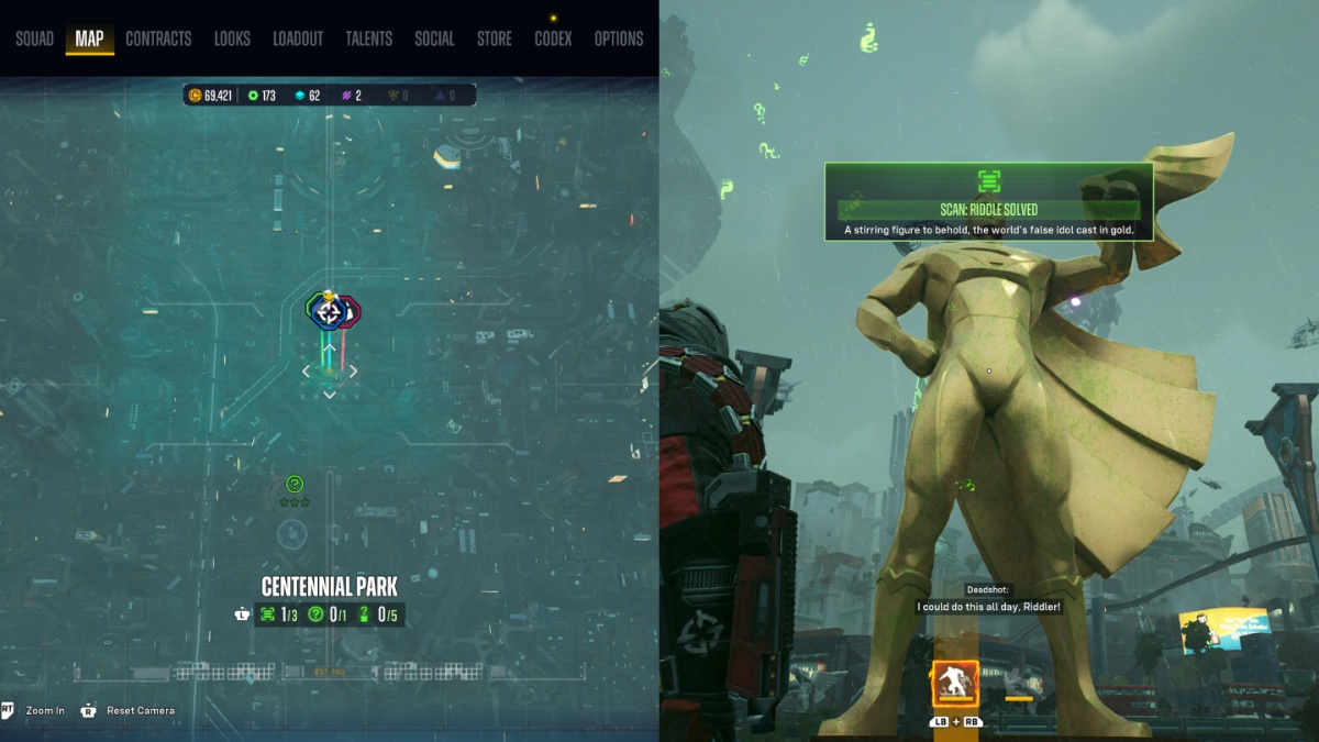 Comment resoudre les enigmes du parc du centenaire de Riddler Les énigmes du parc du centenaire de Riddler dans Suicide Squad : Tuez la Ligue des Justiciers